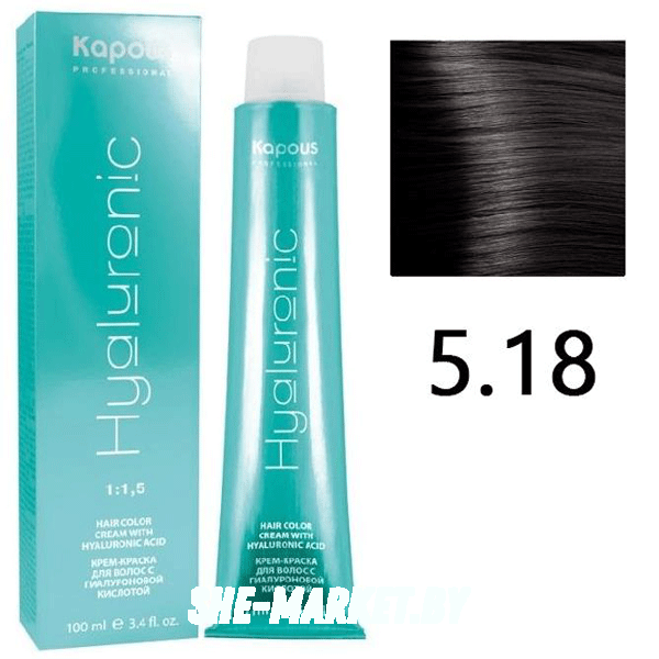 Крем-краска для волос Hyaluronic acid  5.18 Светлый коричневый лакричный, 100 мл