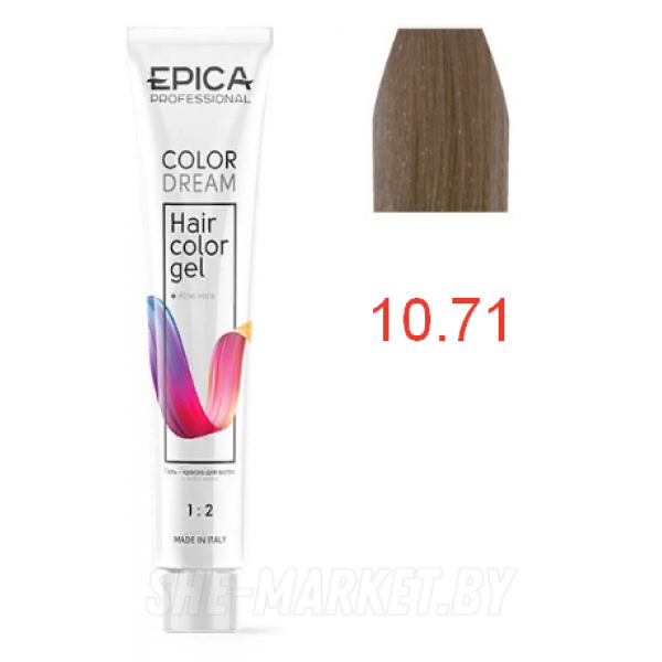 Гель-краска COLORDREAM 10.71 светлый блондин шоколадно-пепельный, 100мл