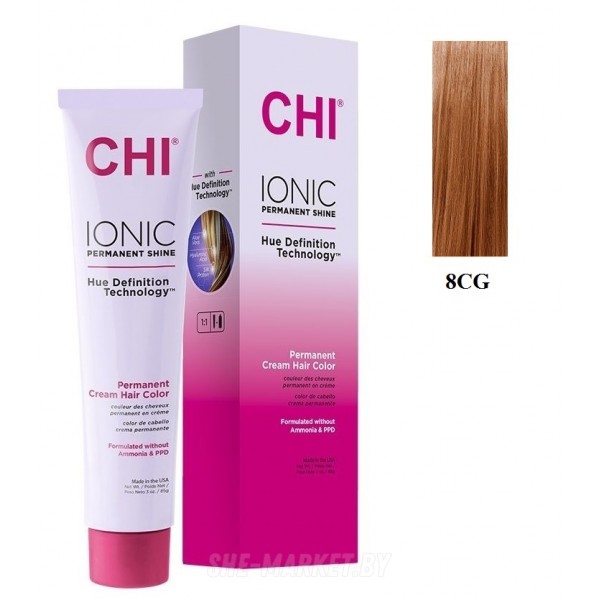 Безаммиачная крем-краска для волос Ionic Permanent Shine Hair Color 8CG, 85гр