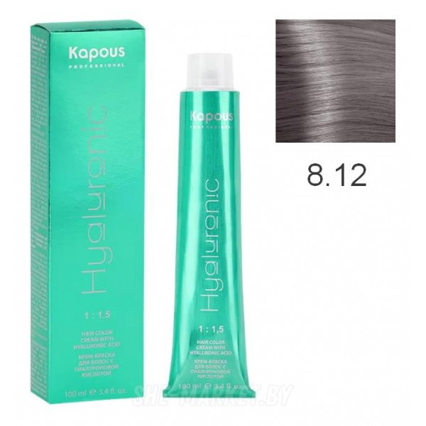 Крем-краска для волос Hyaluronic acid  8.12 Светлый блондин пепельный перламутровый, 100 мл