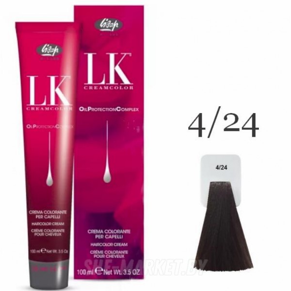Краска для волос LK OPC Oil Protection Complex 4/24 каштановый пепельно-махагоновый, 100мл
