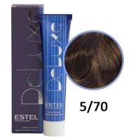 Краска-уход для волос Deluxe 5/70 светлый шатен коричневый для седины 60мл