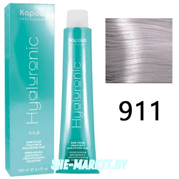 Крем-краска для волос Hyaluronic acid  911 Осветляющий серебристый пепельный, 100 мл