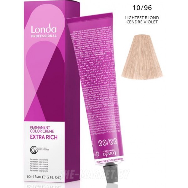Стойкая крем-краска LondaColor 10/96 яркий блонд жемчужный 60мл