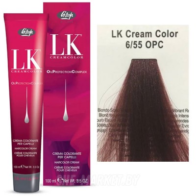 Краска для волос LK OPC Oil Protection Complex  6/55 темный блондин красный интенсивный 100мл