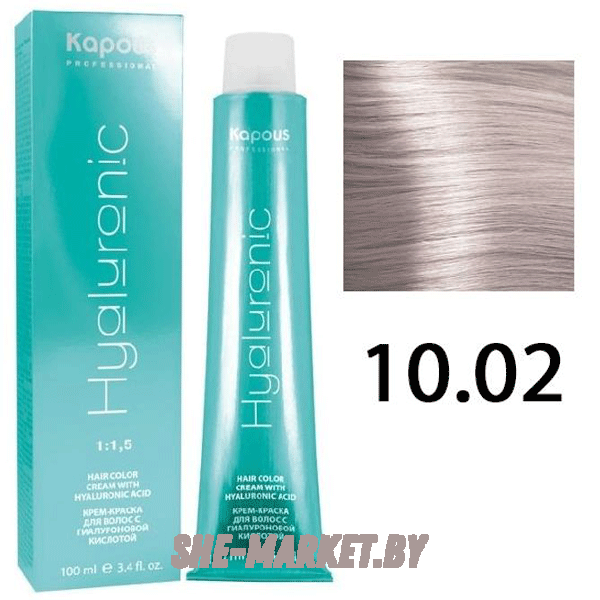 Крем-краска для волос Hyaluronic acid  10.02 Платиновый блондин прозрачный фиолетовый, 100 мл