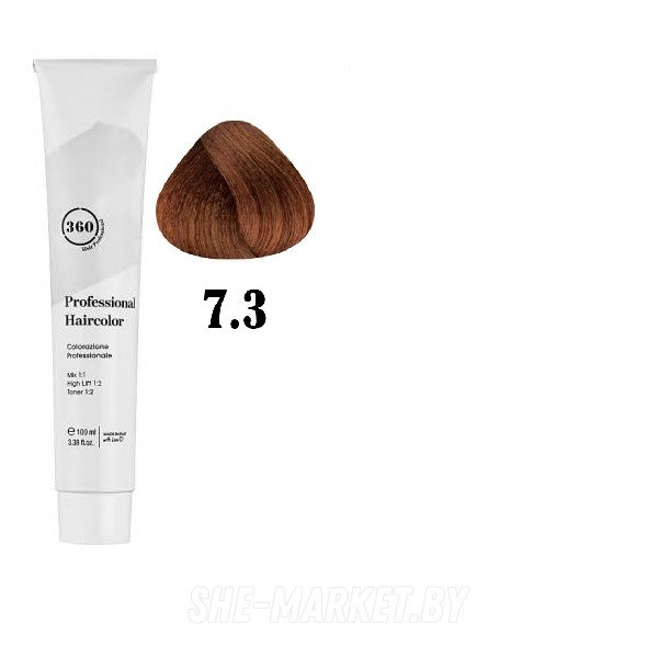 Краска для волос 360 PERMANENT HAIRCOLOR ТОН - 7.3, 100мл