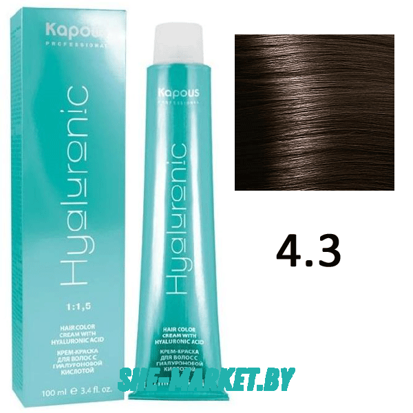 Крем-краска для волос Hyaluronic acid  4.3 Коричневый золотистый, 100 мл