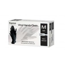 Виниловые перчатки неопудренные, нестерильные Vinyl Hands Clean, черные, размер М, 100 шт.