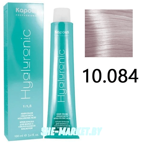 Крем-краска для волос Hyaluronic acid  10.084 Платиновый блондин прозрачный брауни, 100 мл
