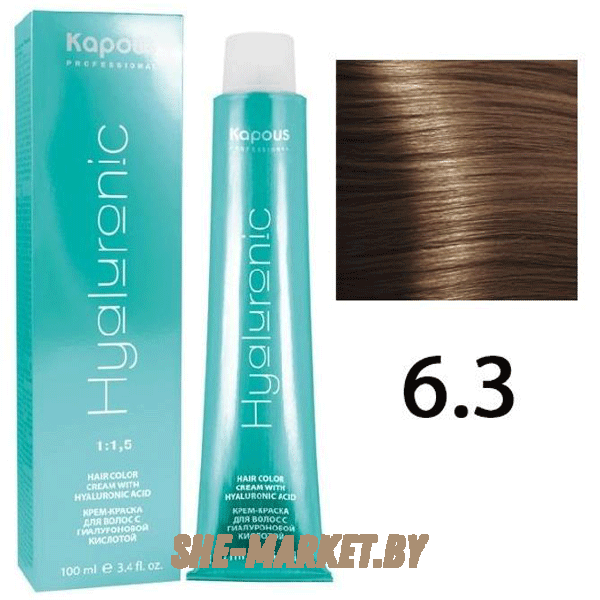 Крем-краска для волос Hyaluronic acid  6.3 Темный блондин золотистый, 100 мл