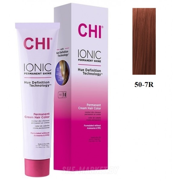 Безаммиачная крем-краска для волос Ionic Permanent Shine Hair Color 50-7R, 85гр