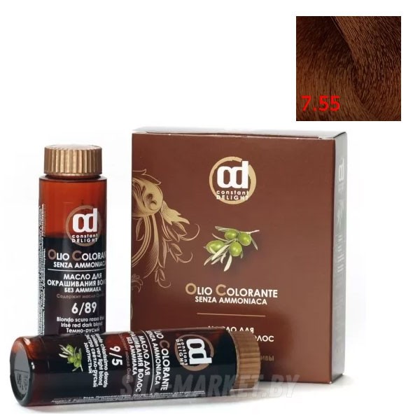 Масло для окрашивания волос Olio Colorante 7.55, 50мл