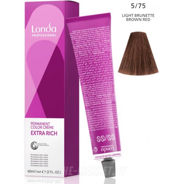Стойкая крем-краска LondaColor 5/75 светлый шатен коричнево-красный 60мл