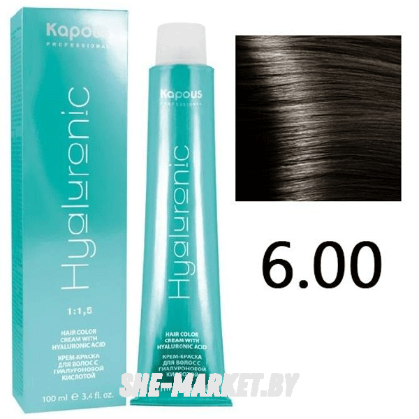 Крем-краска для волос Hyaluronic acid  6.00 Темный блондин интенсивный, 100 мл