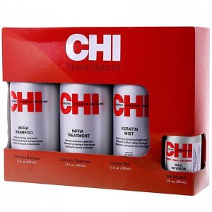 Набор INFRA Home Support Kit набор: Shampoo 355мл + Conditioner 355мл + Keratin Mist 355мл + Silk Infusion 59мл
