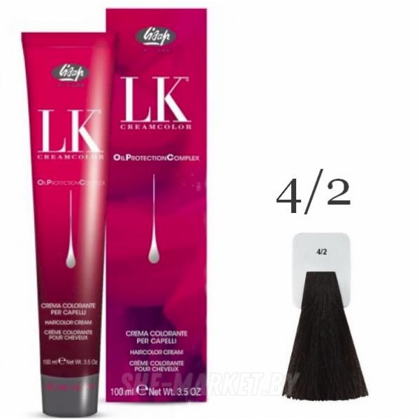 Краска для волос LK OPC Oil Protection Complex 4/2 каштановый пепельный, 100мл