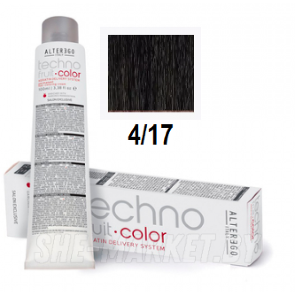 Краска для волос перманентная Techno Fruit Color 4/17 каштановый коричневый, 100мл