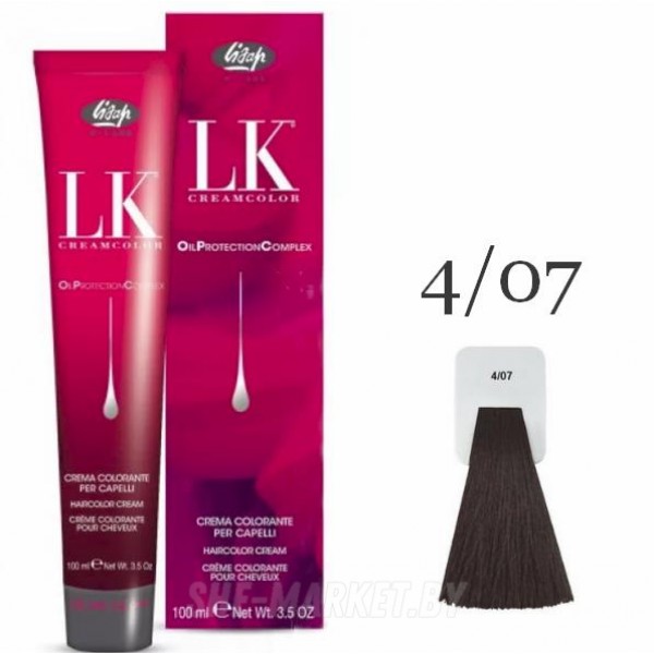 Краска для волос LK OPC Oil Protection Complex 4/07 каштановый натуральный бежевый, 100мл
