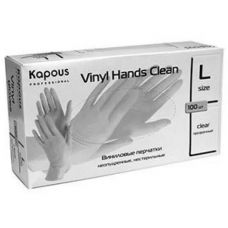 Виниловые перчатки неопудренные, нестерильные «Vinyl Hands Clean», прозрачные, 100 шт., L,