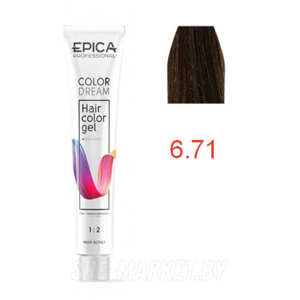 Гель-краска COLORDREAM 6.71 темно-русый шоколадно-пепельный, 100мл