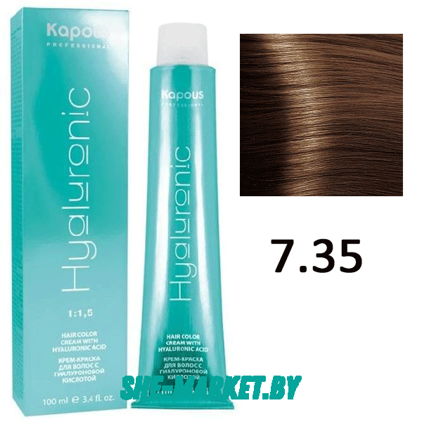 Крем-краска для волос Hyaluronic acid  7.35 Блондин каштановый, 100 мл