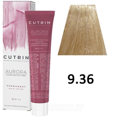 Крем-краска для волос AURORA 9.36 Permanent Hair Color, 60мл