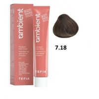 Перманентная крем-краска для волос AMBIENT тон 7.18, 60мл