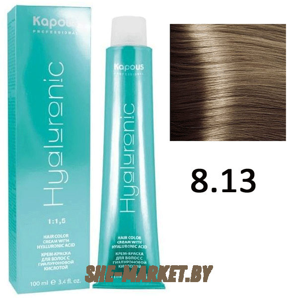 Крем-краска для волос Hyaluronic acid  8.13 Светлый блондин бежевый, 100 мл