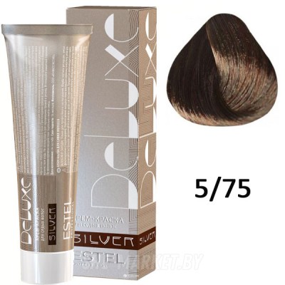 Крем-краска для седых волос SILVER DE LUXE 5/75 светлый шатен коричнево-красный 60мл