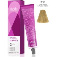 Стойкая крем-краска LondaColor 8/07 Светлый блонд натуральный коричневый 60мл Стойкая крем-краска LondaColor 8/07 Светлый блонд натуральный коричневый 60мл