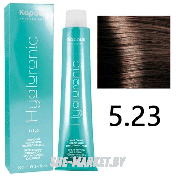 Крем-краска для волос Hyaluronic acid  5.23 Светлый коричневый перламутровый, 100 мл