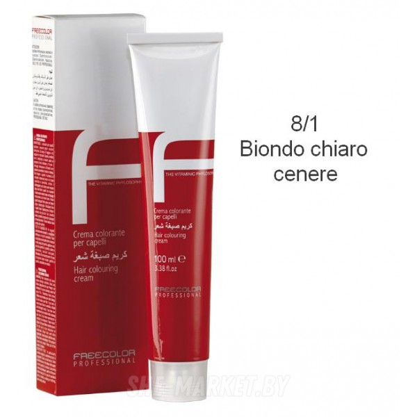 Крем-краска для волос FREECOLOR PROFESSIONAL, тон 8/1 Biondo chiaro cenere, 100 мл