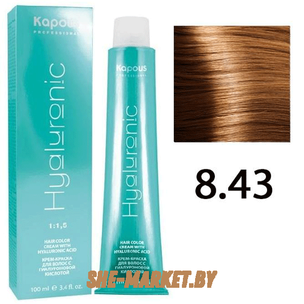 Крем-краска для волос Hyaluronic acid  8.43 Светлый блондин медный золотистый, 100 мл