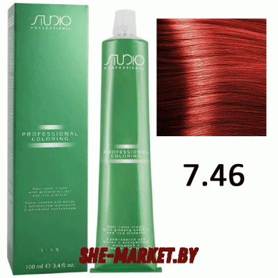 Крем-краска для волос Studio Professional Coloring 7.46 медно-красный блонд, 100мл