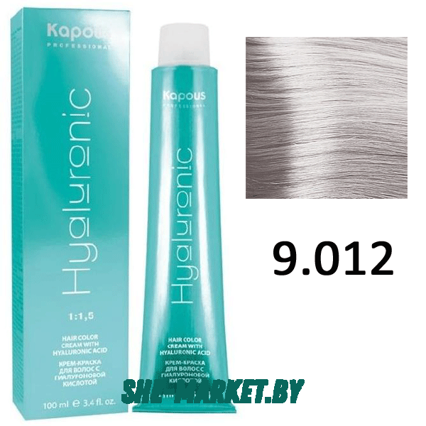 Крем-краска для волос Hyaluronic acid  9.012 Очень светлый блондин прозрачный табачный, 100 мл