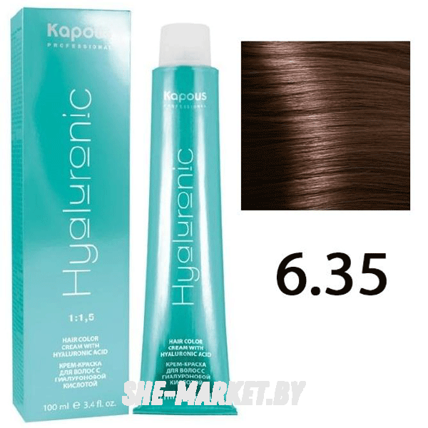 Крем-краска для волос Hyaluronic acid  6.35 Темный блондин каштановый, 100 мл