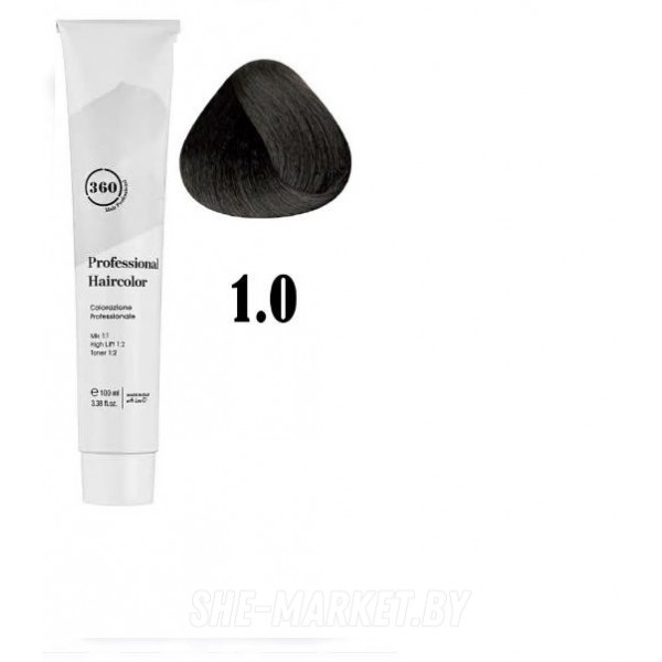 Краска для волос 360 PERMANENT HAIRCOLOR ТОН - 1.0, 100мл