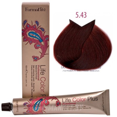 Крем-краска для волос LIFE COLOR PLUS 5,43/5RD светлый медно- золотистый коричневый 100мл