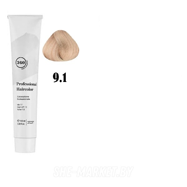 Краска для волос 360 PERMANENT HAIRCOLOR ТОН - 9.1, 100мл