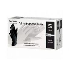 Виниловые перчатки неопудренные, нестерильные Vinyl Hands Clean, черные, размер S, 100 шт.