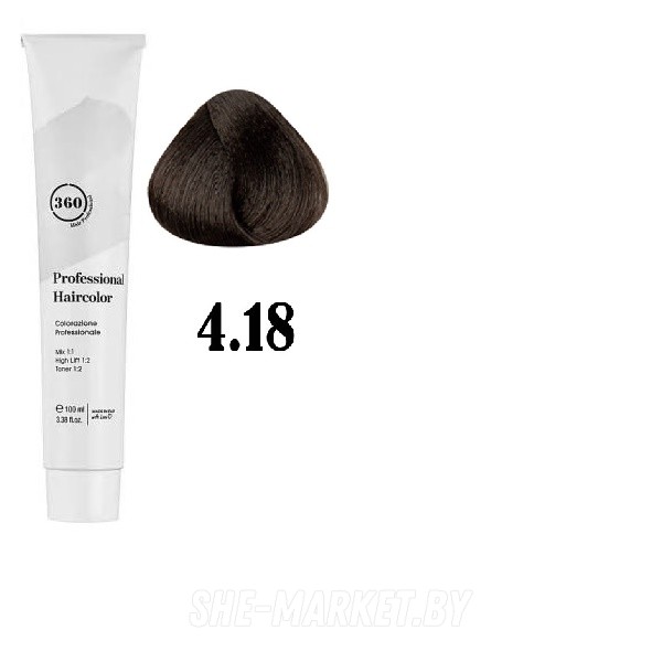 Краска для волос 360 PERMANENT HAIRCOLOR ТОН - 4.18, 100мл