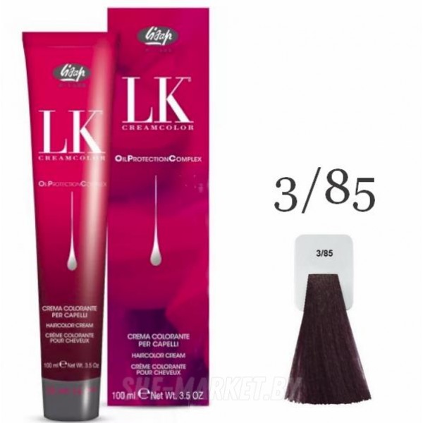Краска для волос LK OPC Oil Protection Complex 3/85 темно-каштановый фиолетово-красный, 100мл
