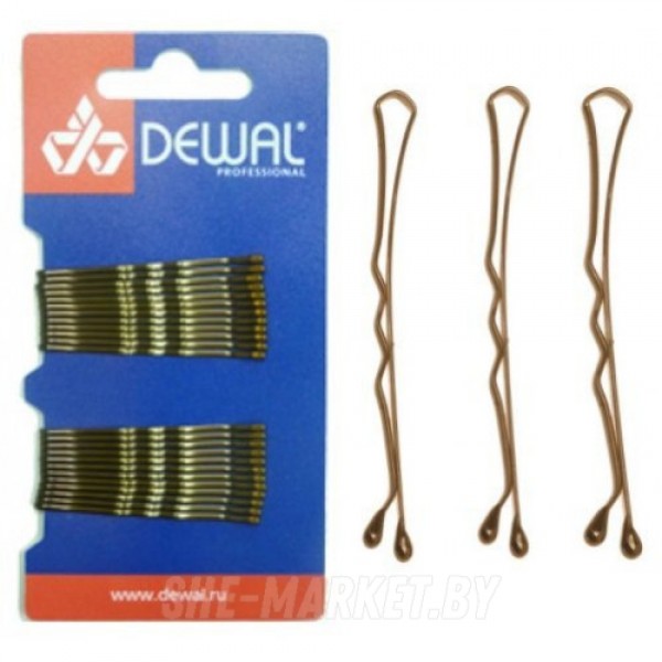 Невидимки коричневые, волна 40 мм, 60 шт/уп, на блистере