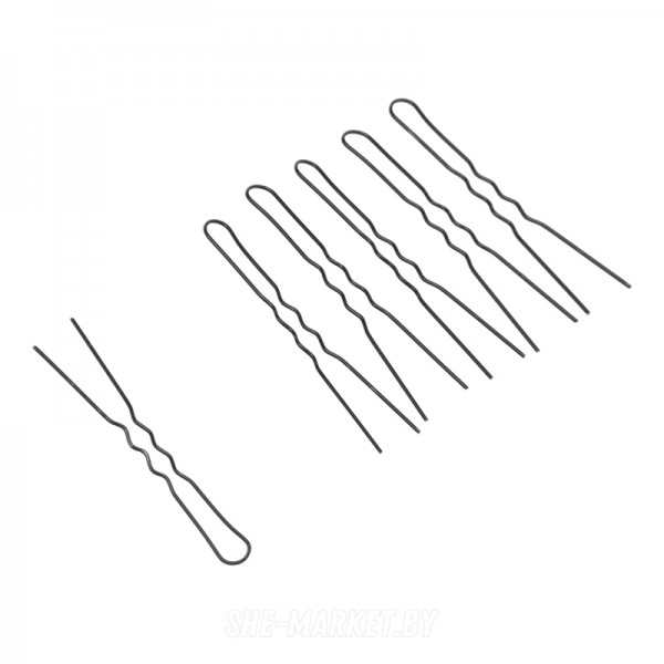 Шпильки черные, волна, тонкие 45мм, на блистере, мягкие, 60шт/упак