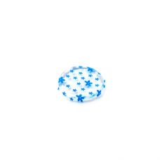 Спонж для макияжа Силиконовый плоский круг прозрачный с голубыми цветами