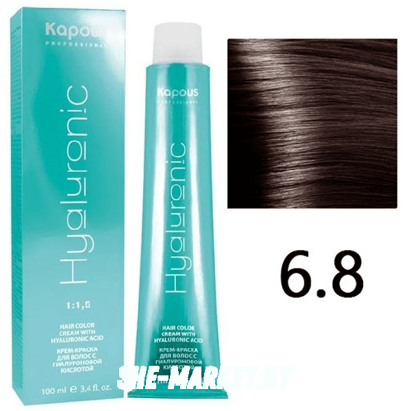 Крем-краска для волос Hyaluronic acid  6.8 Темный блондин капучино, 100 мл