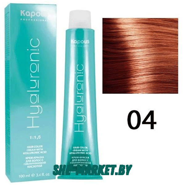 Крем-краска для волос Hyaluronic acid  04 Усилитель медный, 100 мл