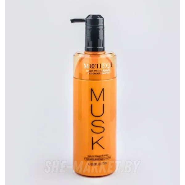 Шампунь для повреждённых волос с экстрактом имбиря GINGER STRENGIHENING & ANTI-GREASE SHAMPOO FOR WEAKENED HAIR MUSK, 738мл