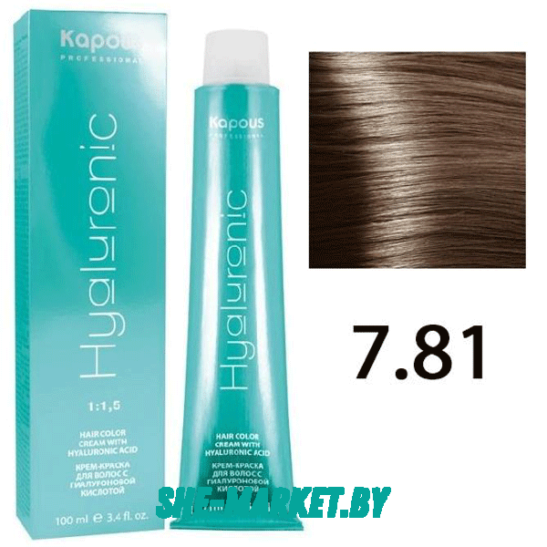 Крем-краска для волос Hyaluronic acid  7.81 Блондин карамельно-пепельный, 100 мл